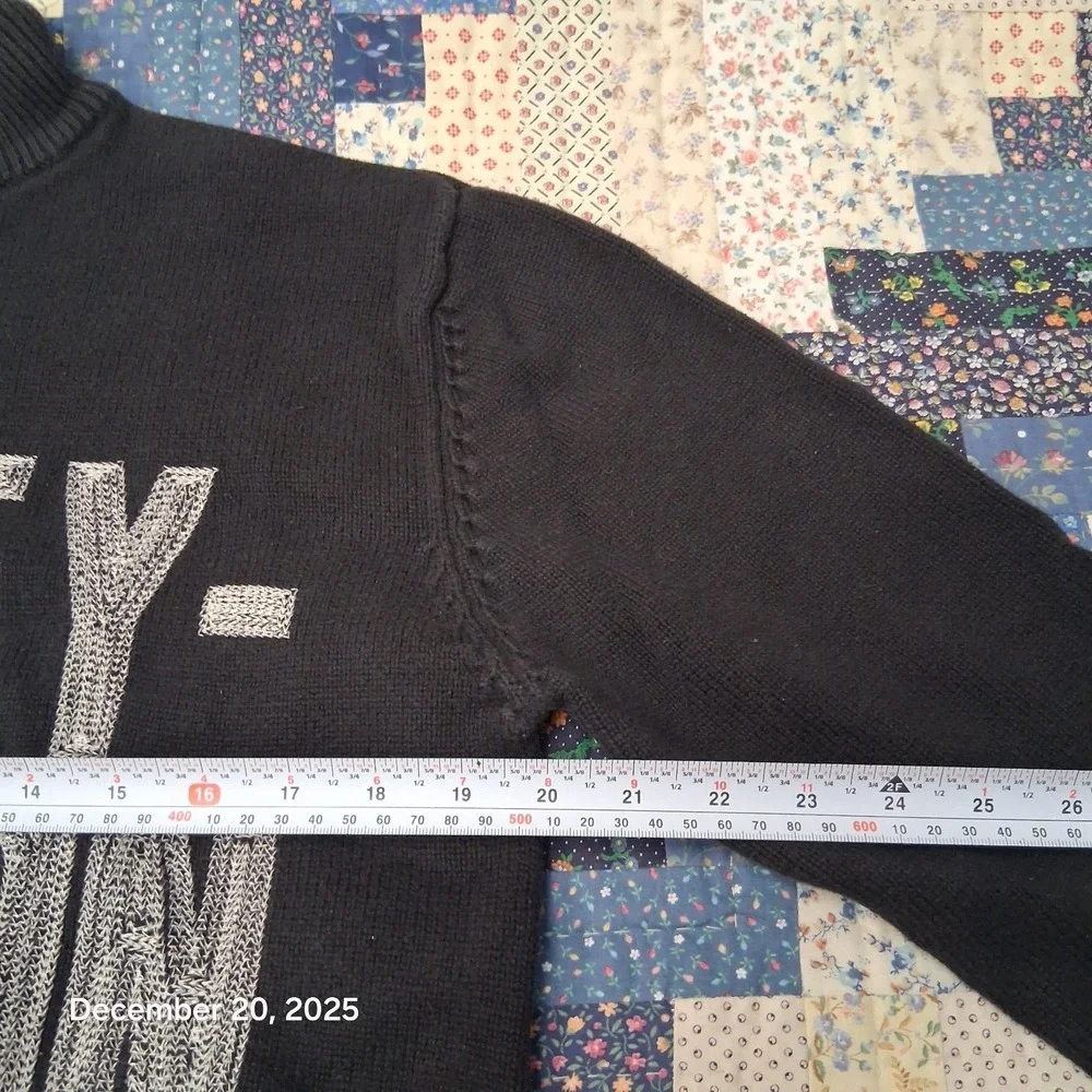 Harley Davidson Embroidered Knit Turtle Neck Sweater Mens Size Medium Black